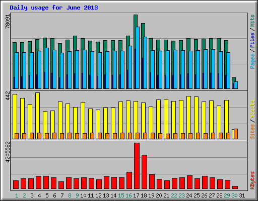 Daily usage for June 2013